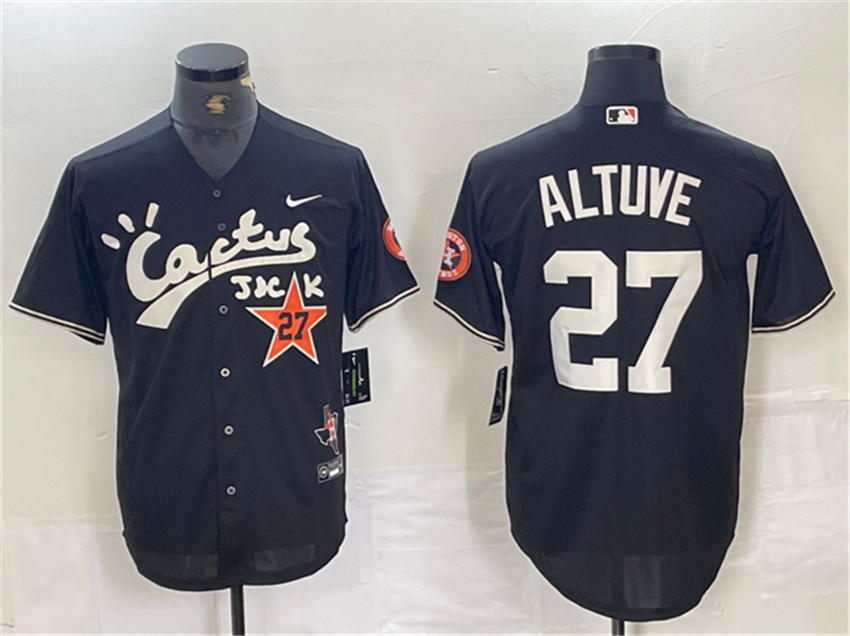 Men's Black Houston Astros #27 Jose Altuve Cactus Jack Vapor Premier Limited Stitched Baseball Jersey